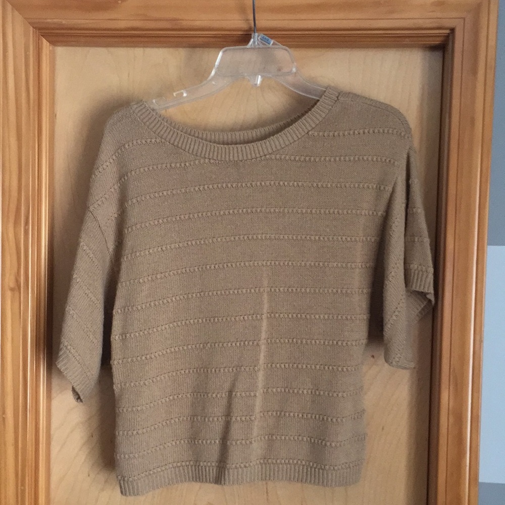 NY Collection Short Sleeve Tan Sweater (Size M)